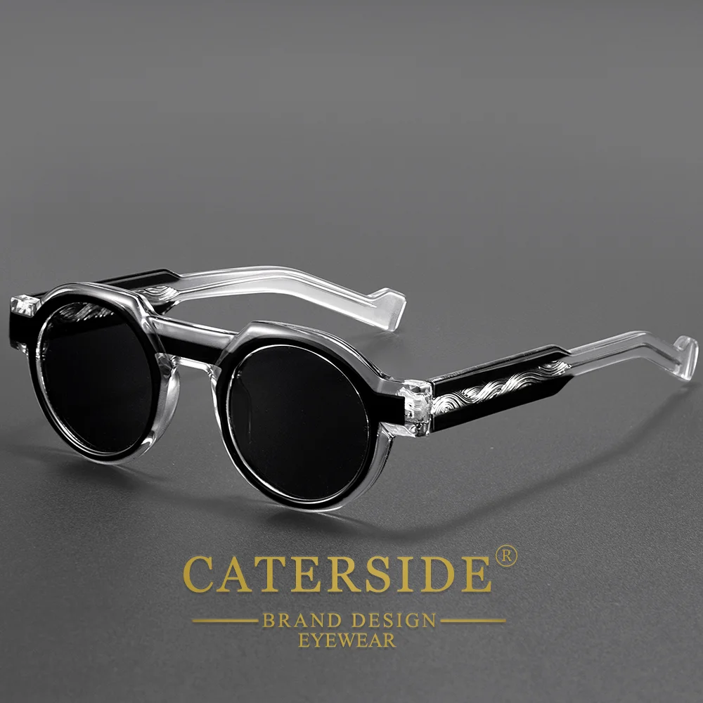 CATERSIDE Vintage Men Round Sunglasses Pc Frame Core Insert Leg Thick Frame Material UV400 Protection Fashion Unisex Sun Glasses