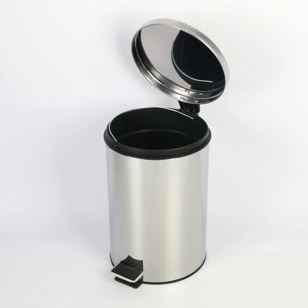 

Stainless Steel 5L Large Capacity Trash Can Foot Pedal Anti Slip Silent Home Kitchen Bedroom Bathroom Waste Bin Odor Sealed