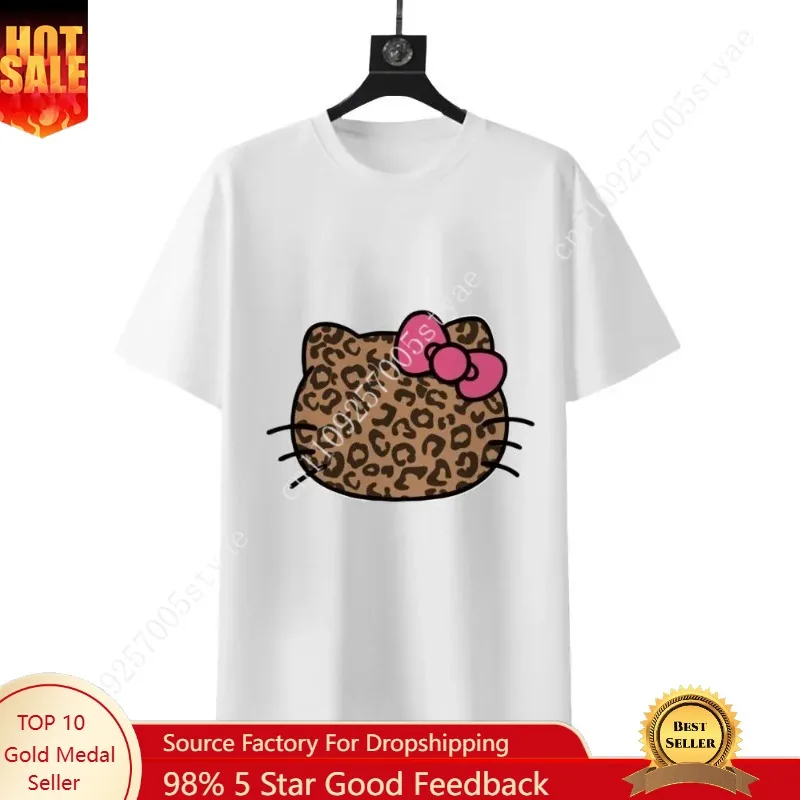 

SANRIO Savage Kitty Alert This Leopard Print Tee is FIRE White T-Shirt with Fun Leopard Cat Design Featuring a Leopard Pattern a