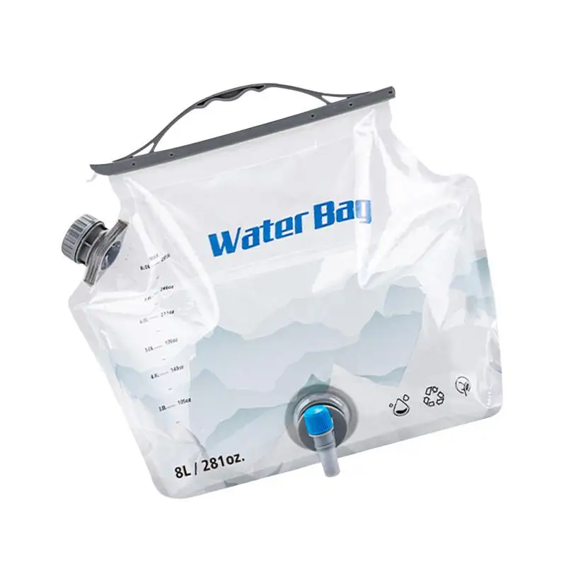 

Folding Water Bag Foldable Drinking Water Container With Spigot 8L No-Leak Freezable Foldable Water Bottle Camping Water Storage