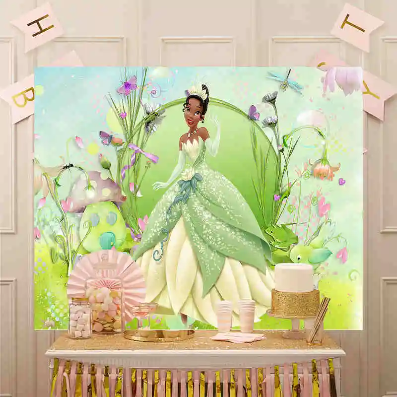 Princess Tiana And The Frog Photography Backdrop Girls Birthday Party Custom Background Photographic Studio Props Decoration