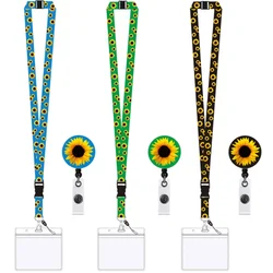 LLavero de girasol amarillo y verde fresco, cordones para llaves, tarjeta de identificación, soporte para insignia, llavero de cuerda para colgar para teléfono móvil