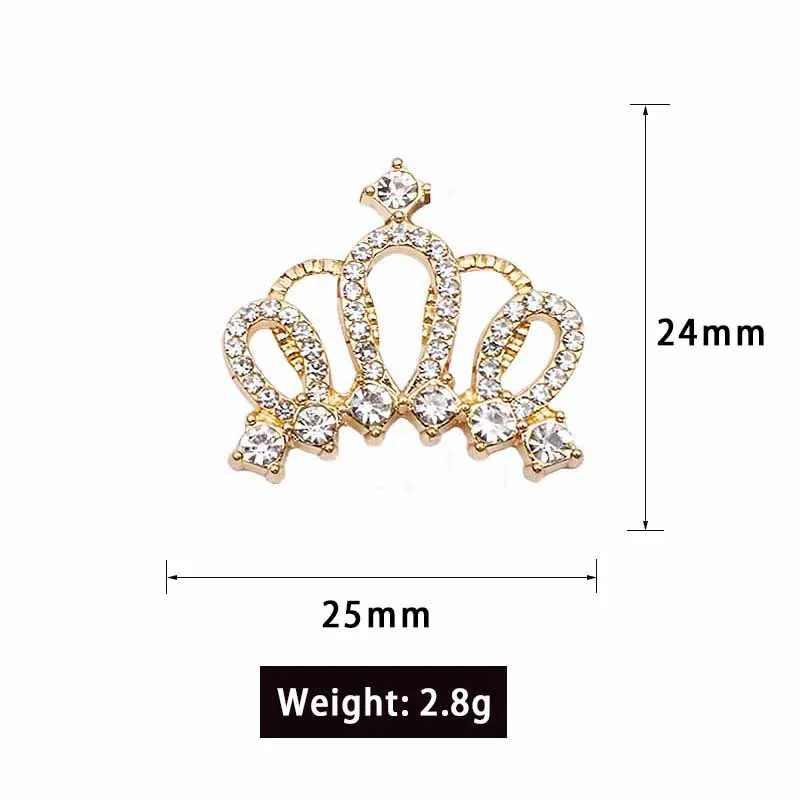 10Pcs 24*25mm Acrylic Rhinestone Crown Diy Buttons Bowknot Flower Embellishment Accessories Craft Supplies Decorative Button