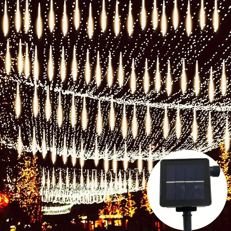 

LED Holiday Light Christmas Tree Decoration 30/50CM Solar Meteor Shower String Light 8 Tubes Wedding Garden Garlands Fairy Light