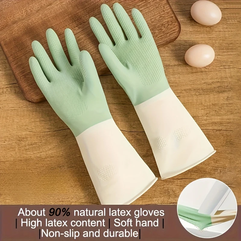 Luvas de Cozinha de Látex Grossas e Impermeáveis, Antiderrapantes para Lavar Louça, Limpeza, Perfeitas para Cozinha, Banheiro, Etc., Luvas de Limpeza