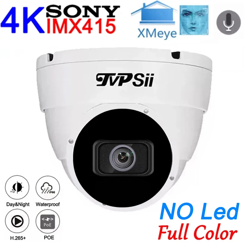 

Full Color Xmeye 4K 8MP Sony IMX415 White Waterproof Metal H.265+ Face Detection ONVIF Audio POE IP Surveillance Camera