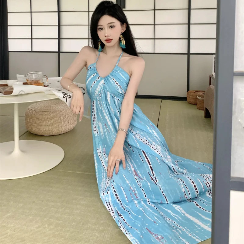 

New Strapless Summer Beach Robe Dresses 2023 Women's Elegant Chic Print Slim Vacation Casual Sexy Long Sundress Runway Vestidos