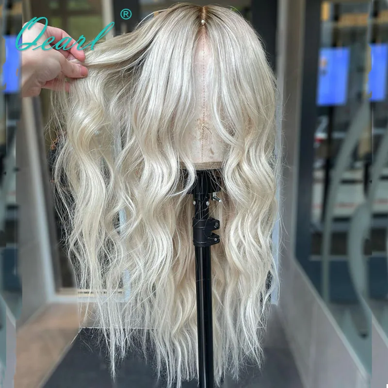 Human Women Hair Wigs Loose Body Wave Ombre Ash Blonde 13x6 Lace Frontal Wig Sale Icy White Shadow Lace Wig 180% Glueless Qearl