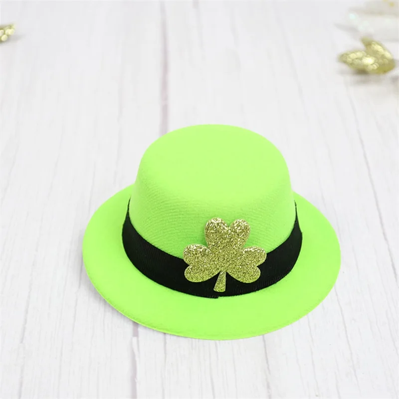 Mini Leprechaun Hats Green Top Hats Shamrock Party Hats with Hair Clips St Patty s Day Accessories
