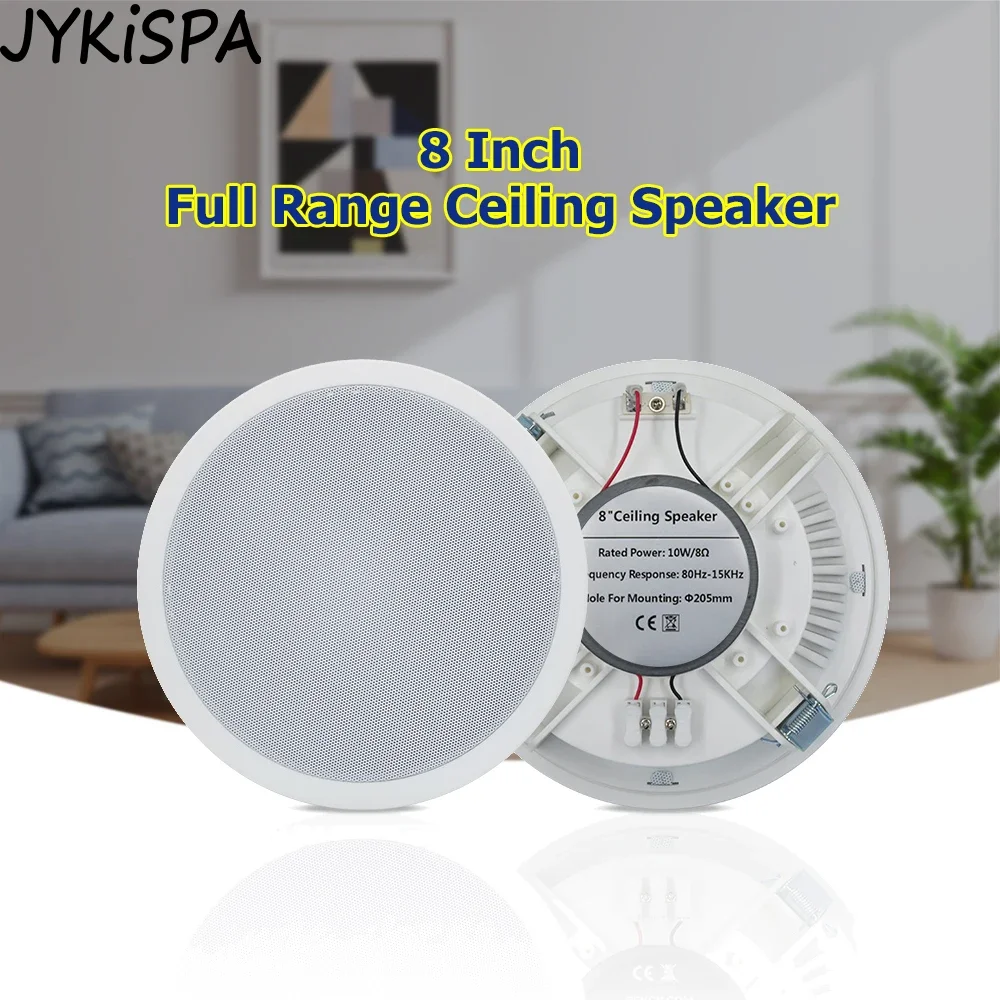 8 Inch Home Audio Sound System 15W Coaxial In Wall HiFi Home Stereo Ceiling Speaker Background Music  For Home Kitchen