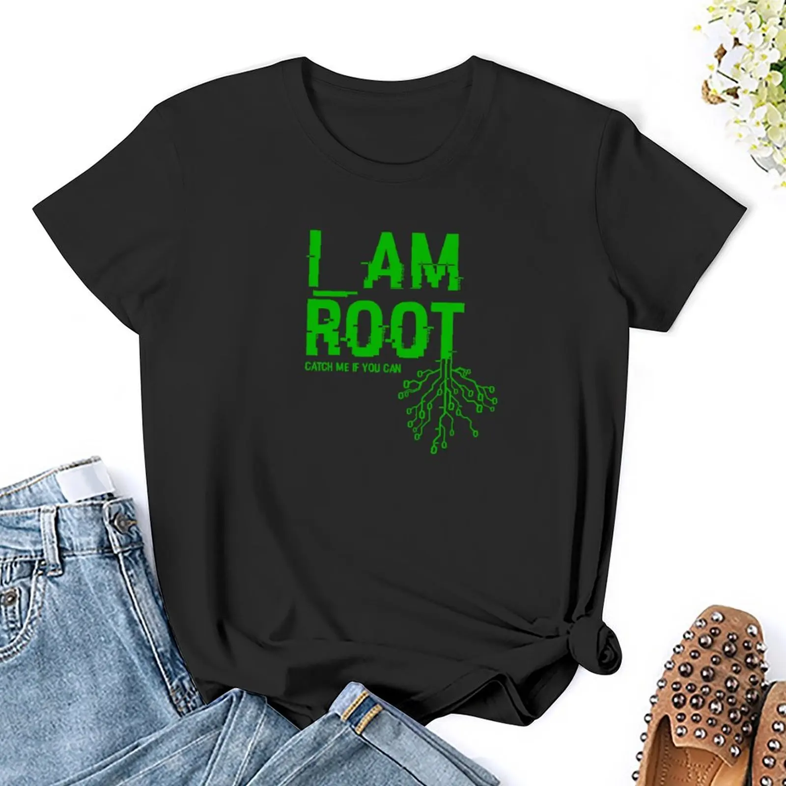 I AM ROOT t-shirt vestiti carini divertenti magliette oversize per le donne