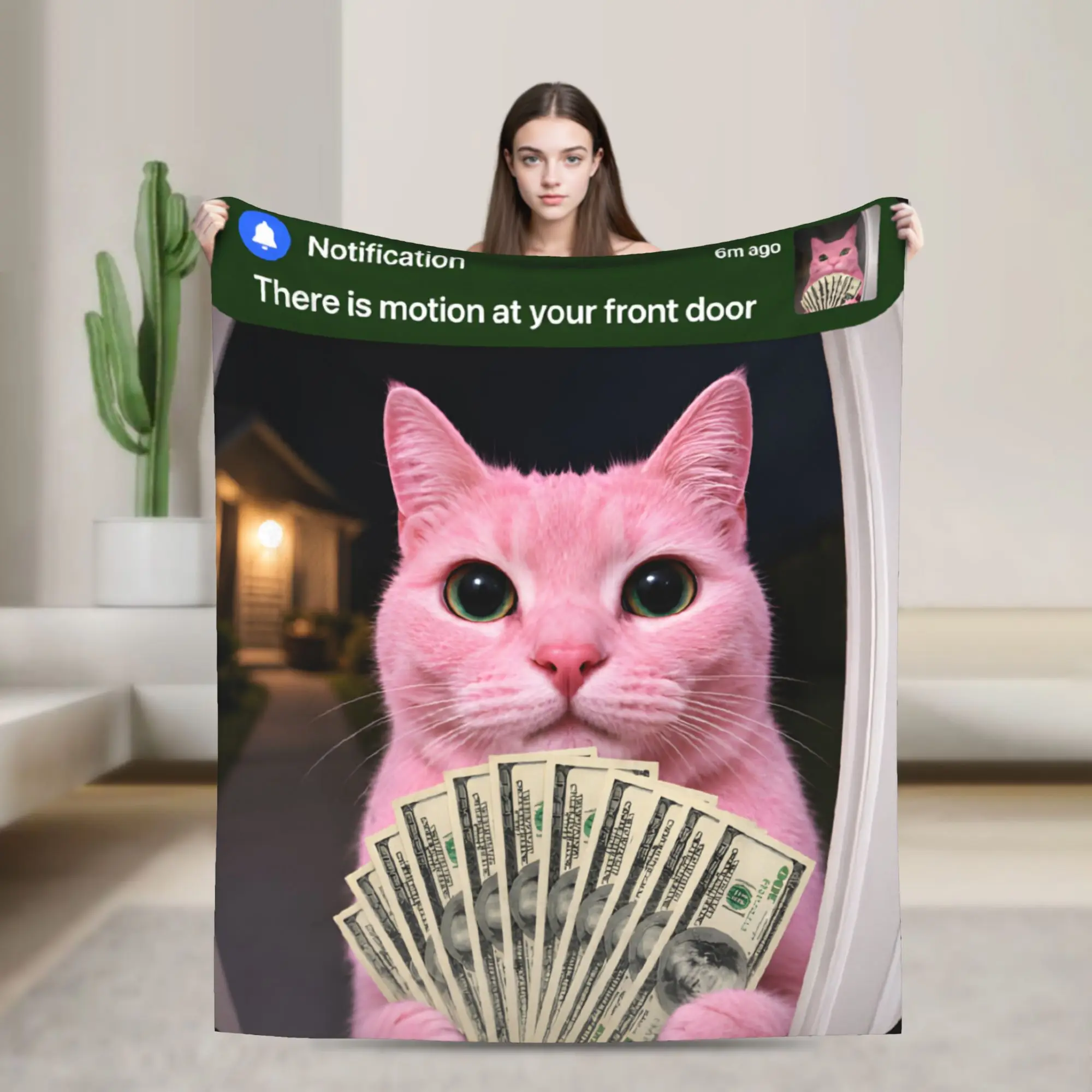 Cozy There is Motion at Your Front Door Funny Cat Motion  Blanket Accessories   Throws And Blankets Ultra-Soft Fleece