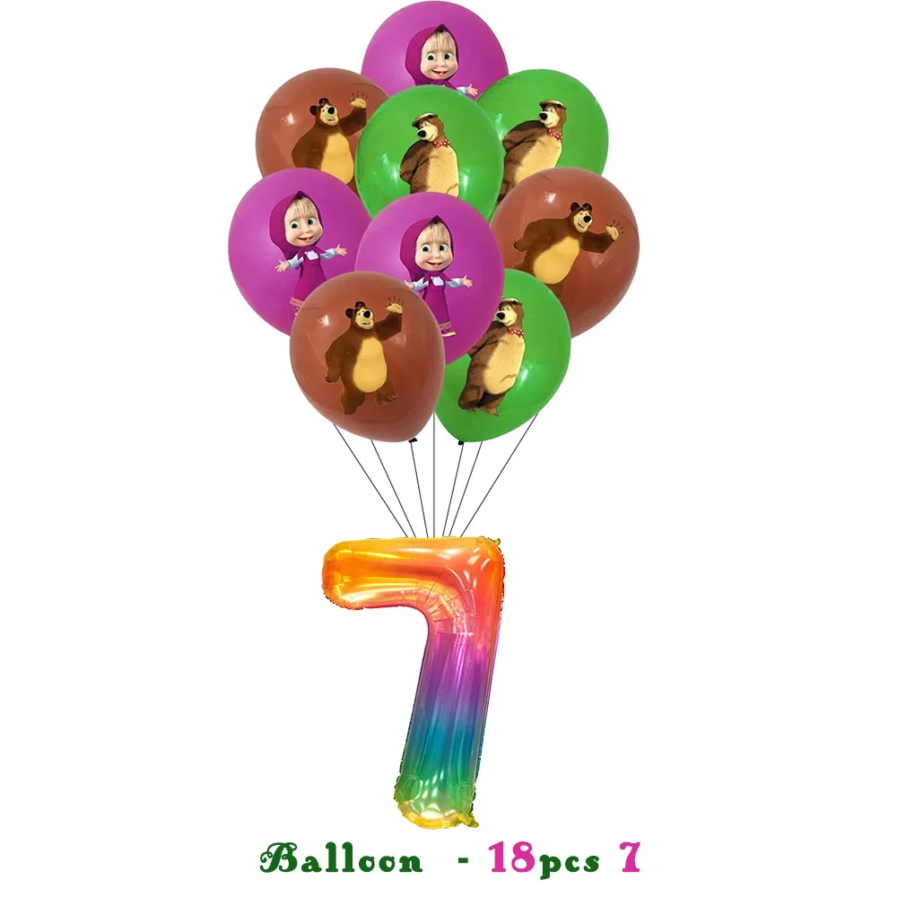 Mascha und der Bär Geburtstagsparty Banner Luftballons Teller Becher Servietten Tischdecke Mädchen Cartoon Partyzubehör Dekoration Babyparty – Detail 29