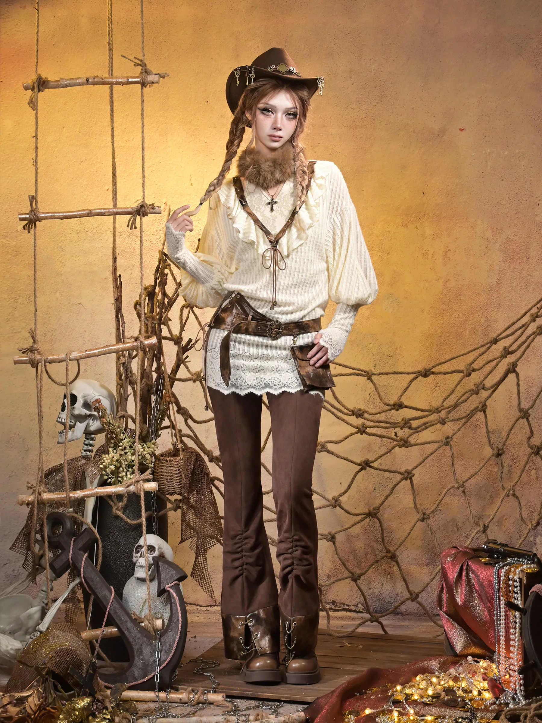 Virtal Orbit التصميم الأصلي خمر فستان طويل الأكمام الساخن الفتيات مثير العميق الخامس الرقبة طريقتان ارتداء متماسكة فستان طويل البلوز #3