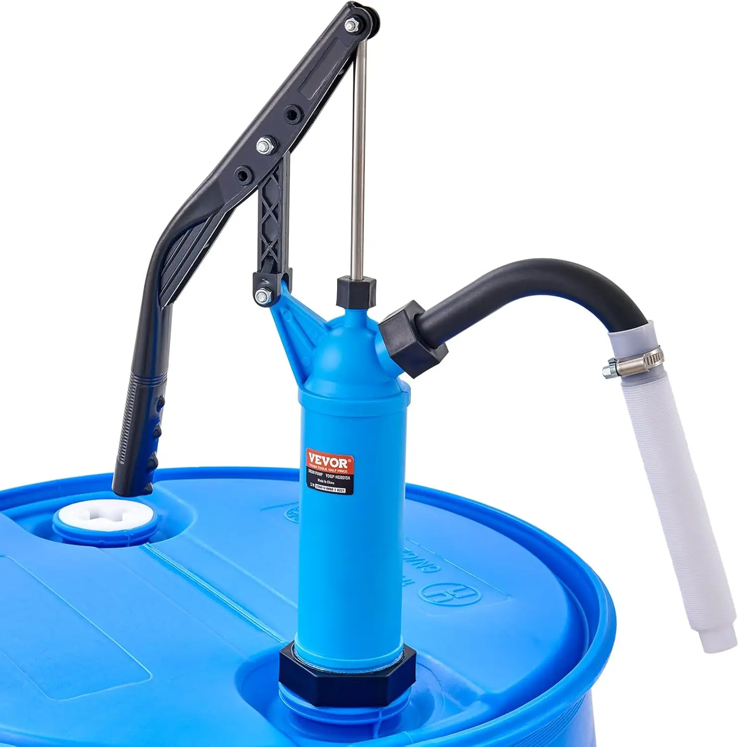 

Drum Pump, 9.5 oz. Per Stroke, Lever-Action Barrel Pump, Fits 5-55 Gallon Drums with 3-Section Suction Tube Assembly & Hose