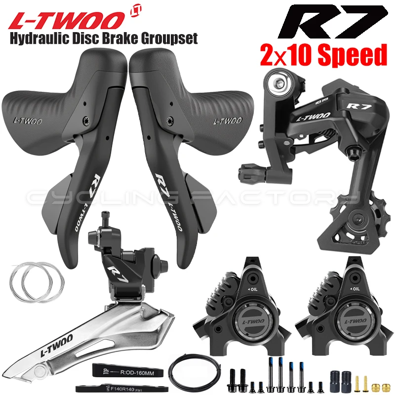 LTWOO R7 2x10 Speed Road Bike Hydraulic Disc Brake Mechanical Shifting Groupset Monoblock Brake Caliper Shifter Rear Derailleur