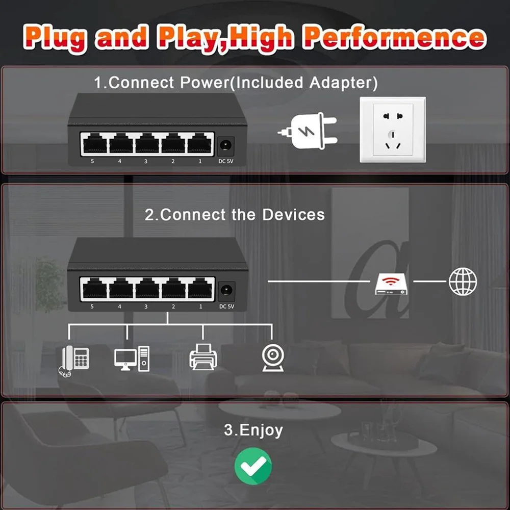 Huitenda محول الشبكة 5/8/16 منفذ محول إيثرنت محول 100/1000Mbps الذكية الجلاد الإنترنت حاقن سطح المكتب RJ45 محور معدني