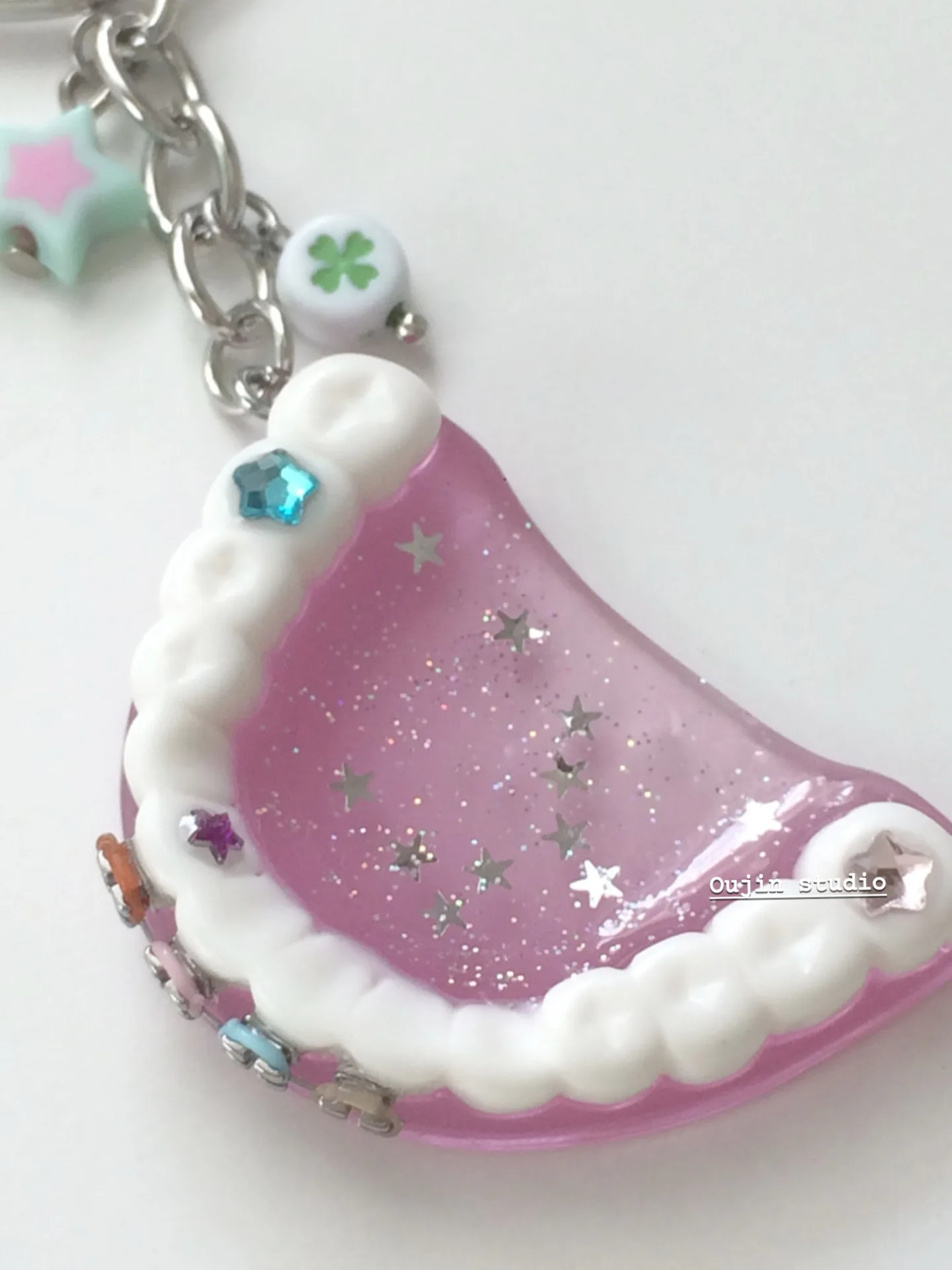 Cute Girl DIY Flash Diamond Star Tooth Bracelet Keychain Pendant Bag Accessory Korean Style Small Batch Design Sweet Lovely