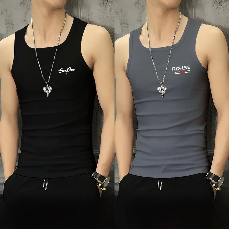 

Облегающий жилет из ледяного шелка, мужской летний тонкий дышащий спортивный базовый жилет для бега, нижнее белье с прямым подолом, круглый Ne