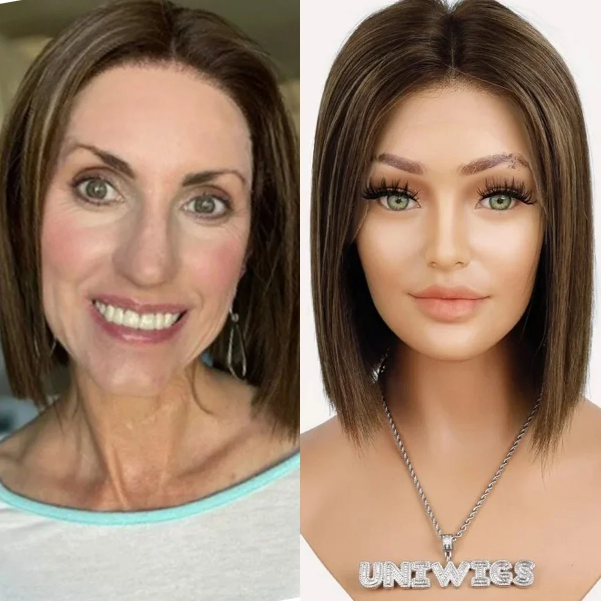 

10-дюймовый каштаново-коричневый боб, натуральные прямые синтетические парики с кружевным верхом, средний пробор, реалистичный вид, натуральные волосы, полные парики