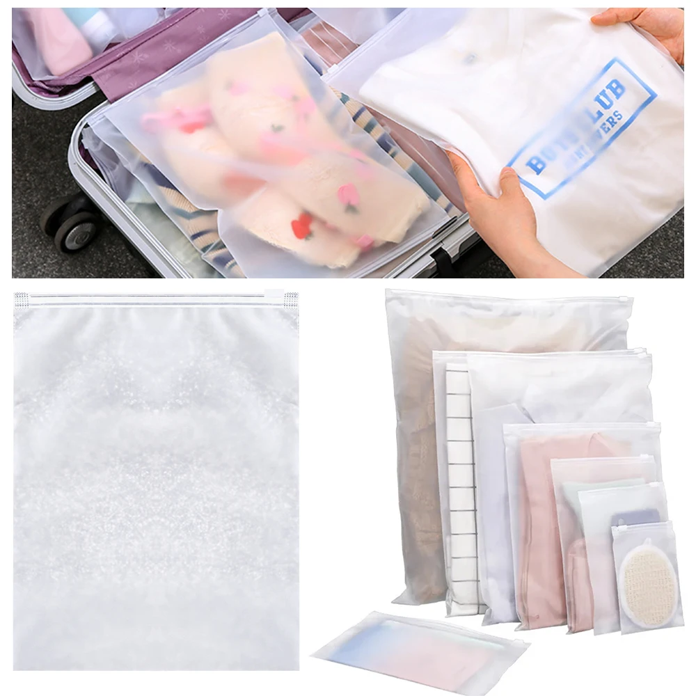 1PC Transparent Hanging Bag Matte Clear Plastic Package Clothes Shoes Storage Organizer Bags Portable Waterproof Storage Bags