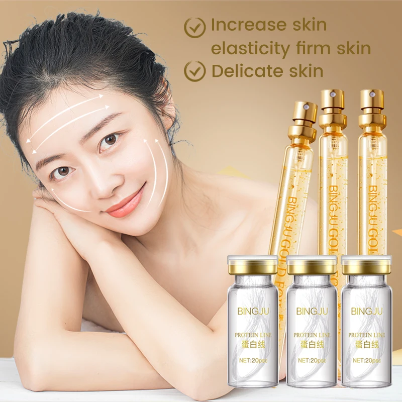 Gold Protein Line Carving Firming Fade Fine Wrinkle Anti-wrinkle Skin Care Face Line Lift Gold Protein Line Carving Serum