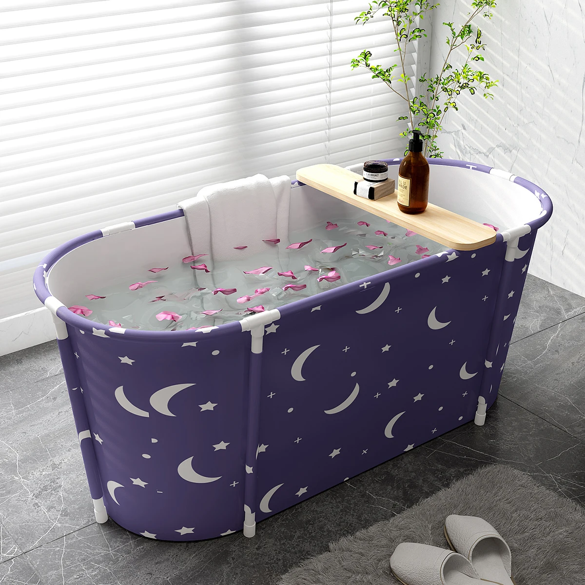 Folding Bathtub for Home Use Adult Full Body Tub Children\'s Bath Tub Starry Sky Blue Bath Tubs Outdoors Bathroom Accessories