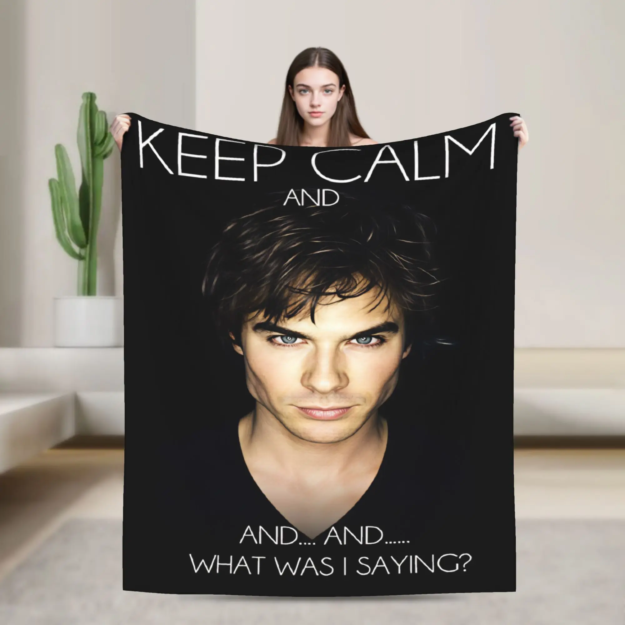 Vampire Diaries Damon Klaus  Flannel Blanket  Warm Soft Throw Blanket for Home Decor Camping Print Bedspread Sofa Bed Cover