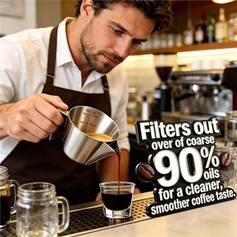 AB66-Coffee Filter Basket-3.04Oz, Espresso Filter Cup-Stainless Steel(Silver), 304 Food Grade 90Ml Removes 90% Coffee Oils