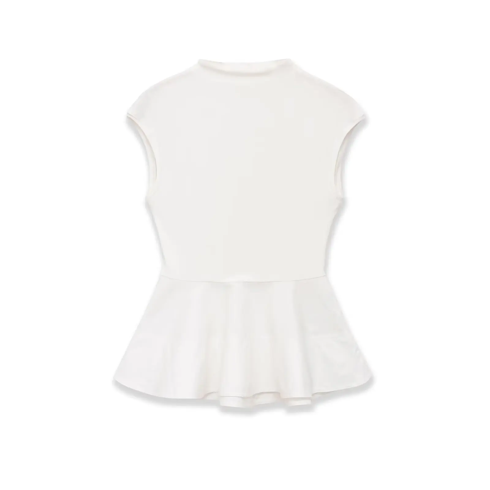 Top Peplum Blanco de Manga Larga con Cuello Alto y Corte Ajustado para Mujer, Estilo Casual y Elegante KUAT