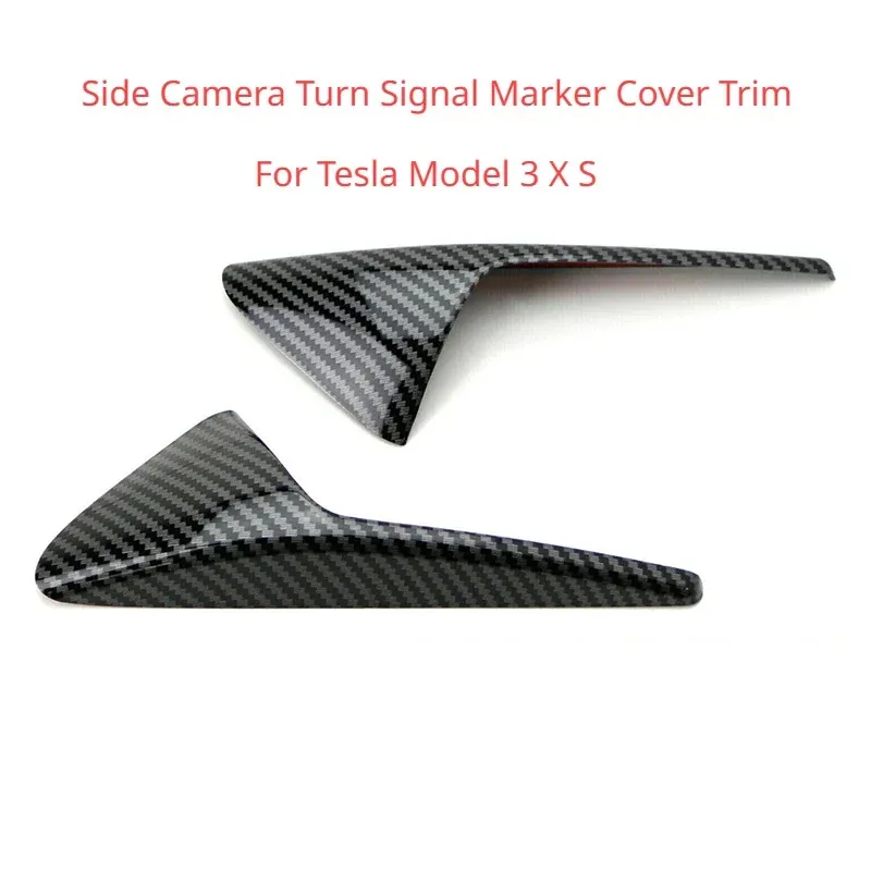 2 قطعة سيارة بدوره إشارة غطاء علامات جانبية غطاء مرآة الكاميرا ملصقات الكسوة ل تسلا نموذج 3 X S ألياف الكربون الأسود السيارات التصميم