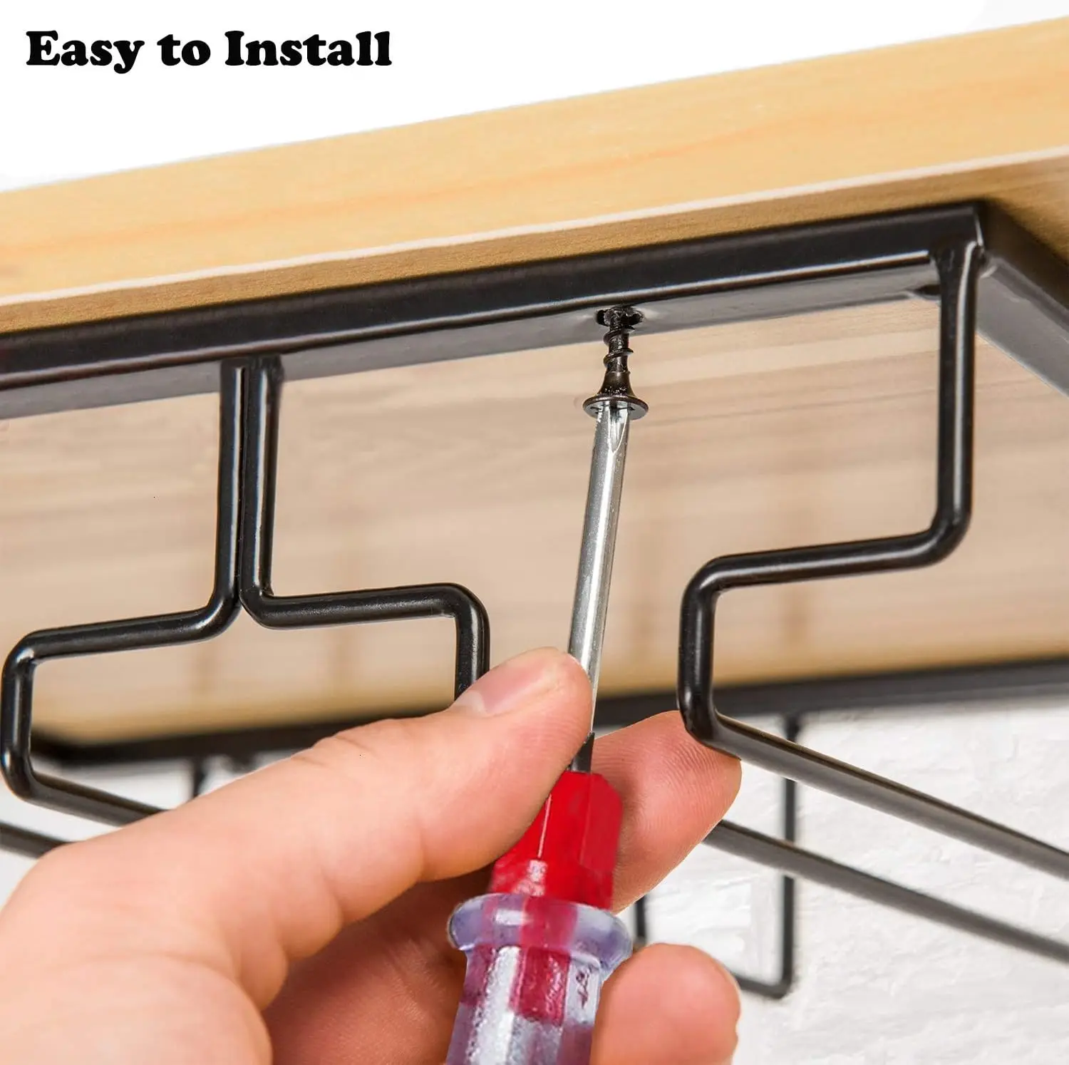 1Pc Retro Wine Glass Rack Under Cabinet Stemware Holder Organizer Storage Hanger Black White Gold  3 4 5 Rows