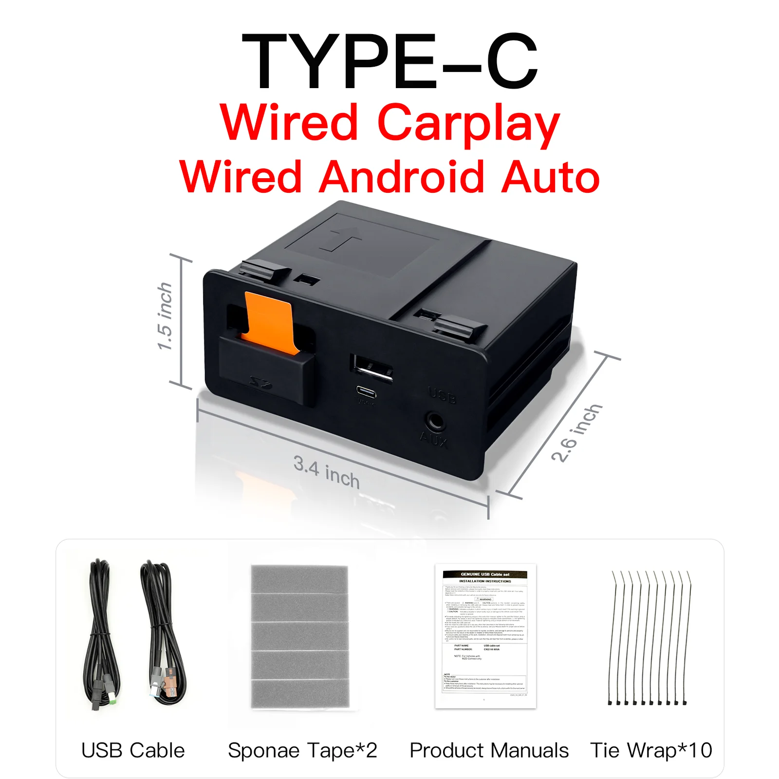 タイプ C CarPlay ワイヤレス Android 自動 USB アダプターマツダ 2 3 タイプ C CarPlay ワイヤレス Android 自動 USB アダプターマツダ 2 3