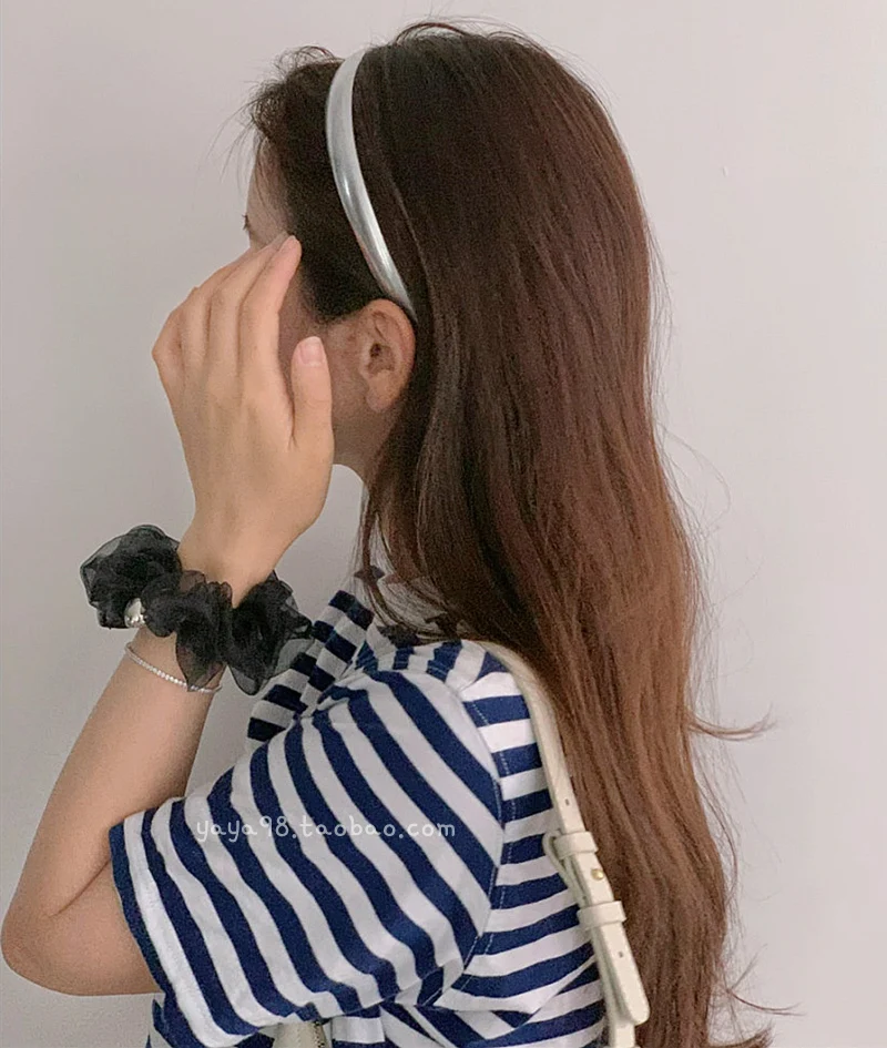 Thin Glossy Silver Color Hairband Pink Hairbands Hair Accessories for Girls and Women Korean Fashion Hiar Ropse Headwear