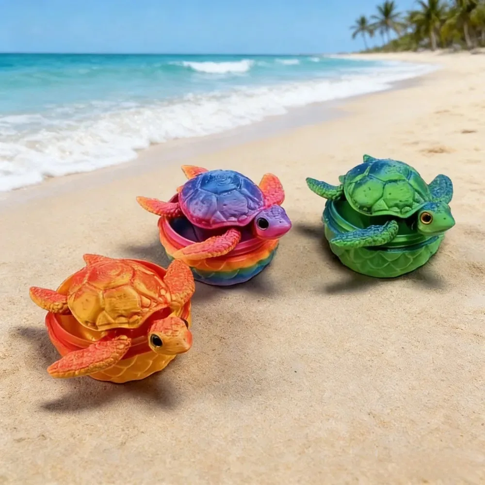1 Pieza de Tortuga Marina Articulada Impresa en 3D con Huevos, Adorno Divertido para Escritorio, Hogar, Oficina, Coche, Decoración, Regalo