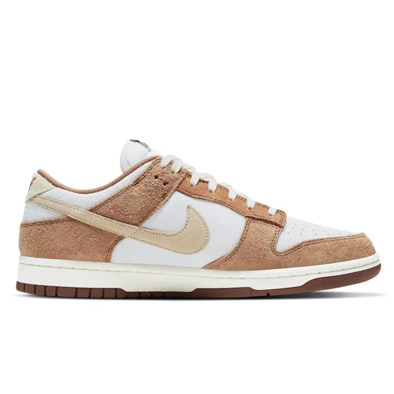 Nike Dunk Retro Prm "Medium Curry" Men's Women's Skateboarding Shoes Flip Fur Non-slip Wear Resistant Lightweight White Brown