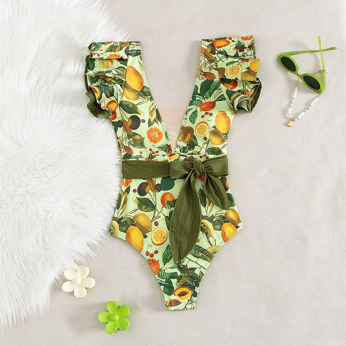 

2025 сексуальный винтажный купальник белого цвета с плиссированной талией и оборками, идеально подходящий для пляжной одежды, вечеринок у бассейна, пляжного отдыха