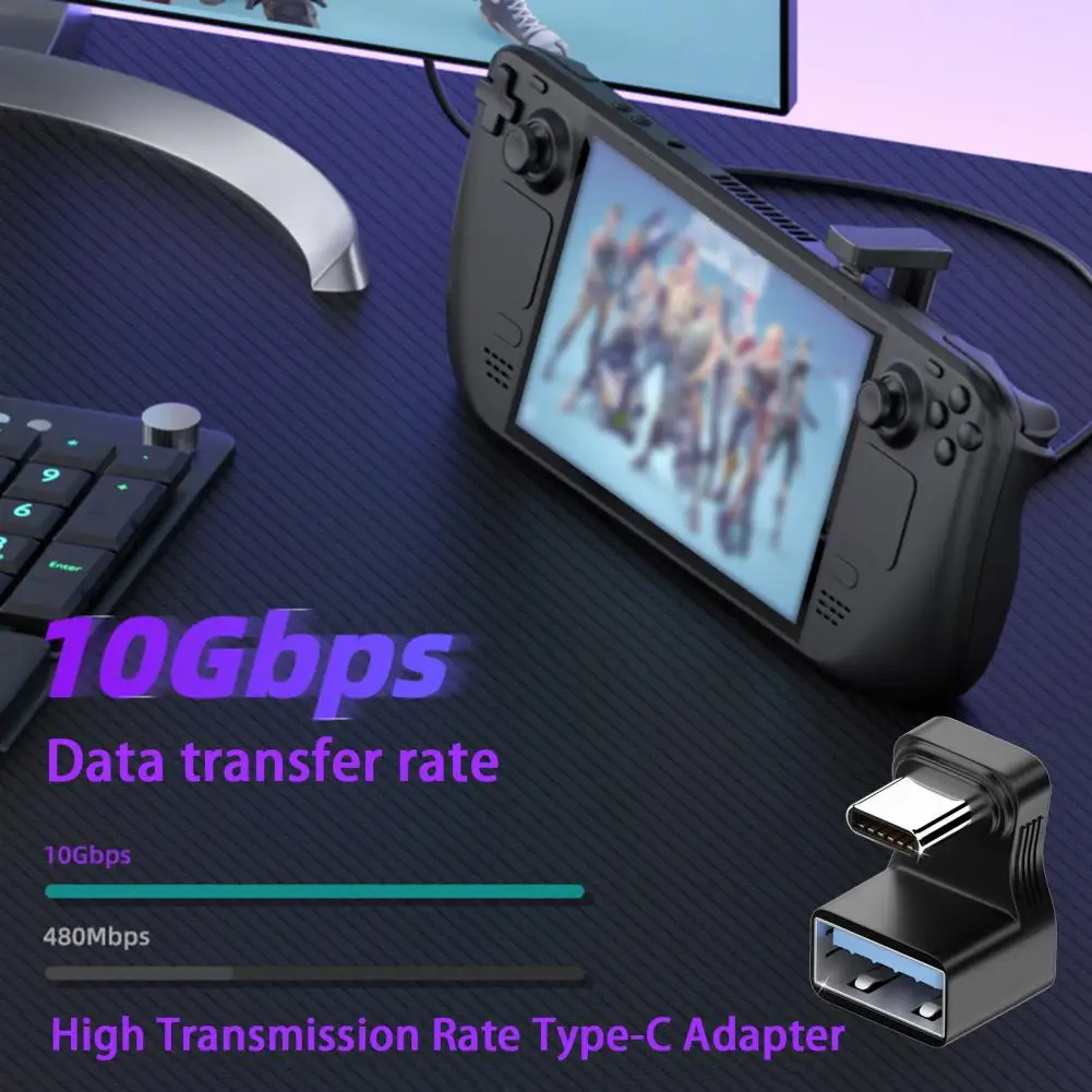 100W Type-C OTG Adapter 4K 60Hz Resolution 10Gbps High Speed Data Transfer 180 Degree Angled Type-C to USB 3.1 Extension Adapter