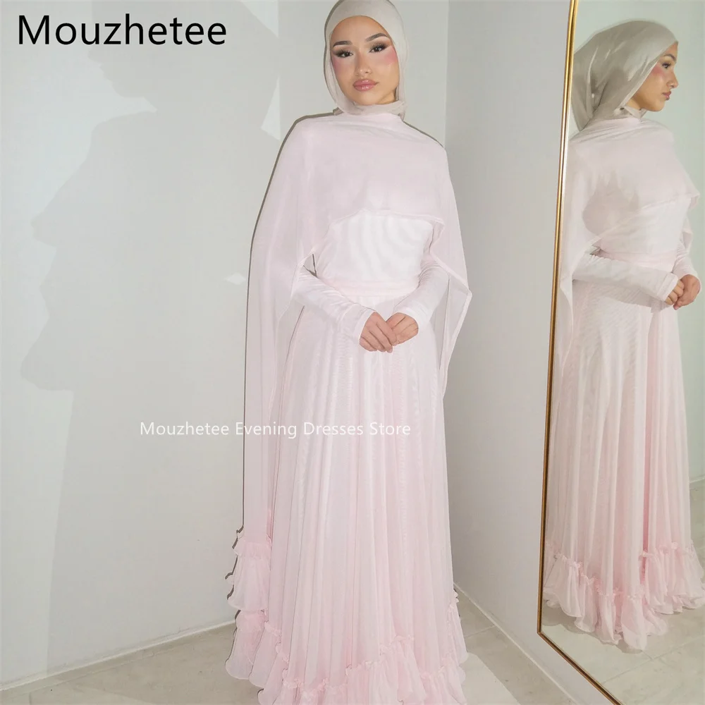 Booma A-Line Pleat Pink Chiffon Simple Evening Dresses Formal Dresses for Women Elegant Prom Gowns Custom Made 2026