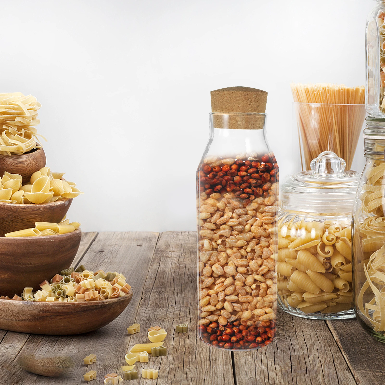 

Large Glass Storage Jars 1000ml Airtight Cork Lids Containers Kitchen Spice Coffee Tea Sugar Salt Pepper Dry Food Canisters