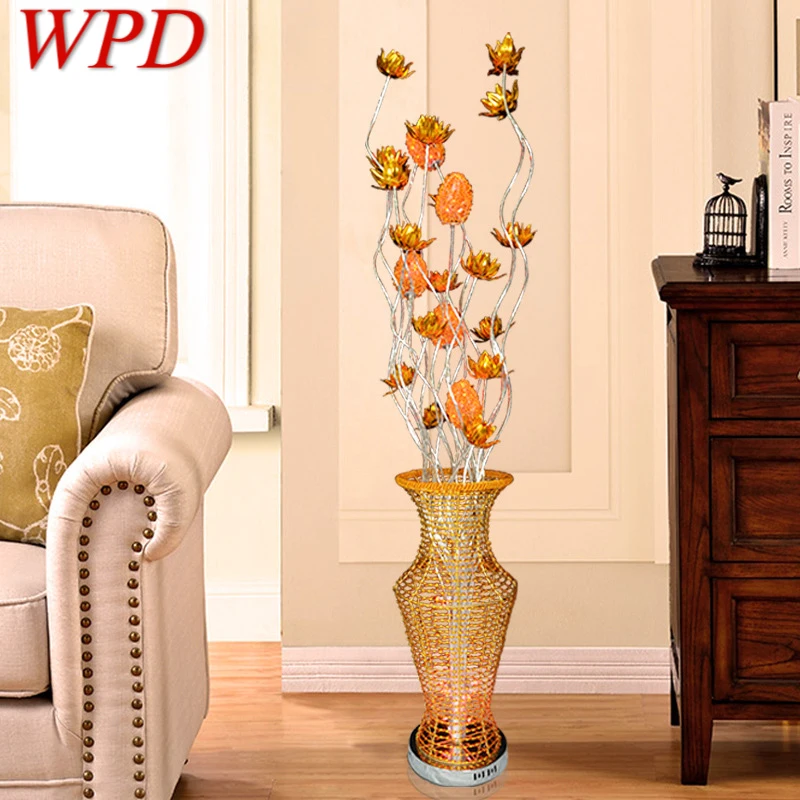 WPD Nordic Golden Floor Lamp Modern Art Flower Iiving Room Sofa Bedroom  Wedding LED Originality Decorative Standing Light