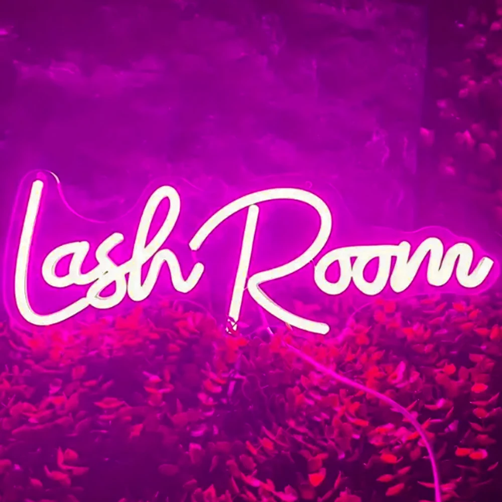 Lashes Neon Sign Pink Letters Lash Beauty Salon Room Decoration Led Wall Decor Lady Girls Bedroom Beauty Shop Dimmable Sign USB