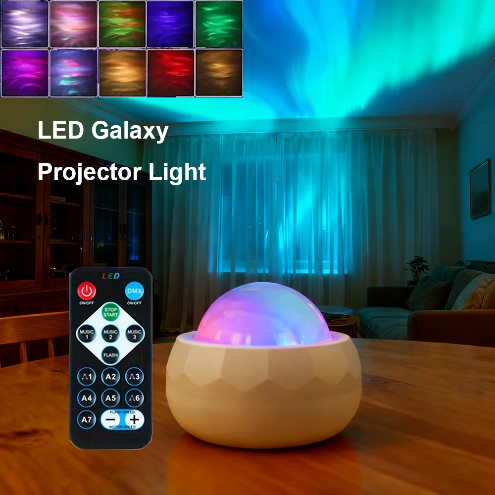 LED Night Light Starry Sky Projector Light Remote 7 Colors 360°Auto Rotate Aurora Projector for Home Theater Room Deco USB Plug