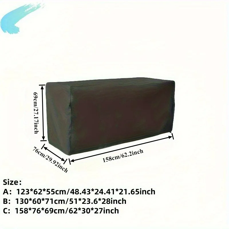 Oxford Fabric Deck Box Cover Black, Waterproof Outdoor Patio Storage Box Protector, Universal Fit, Cover Only