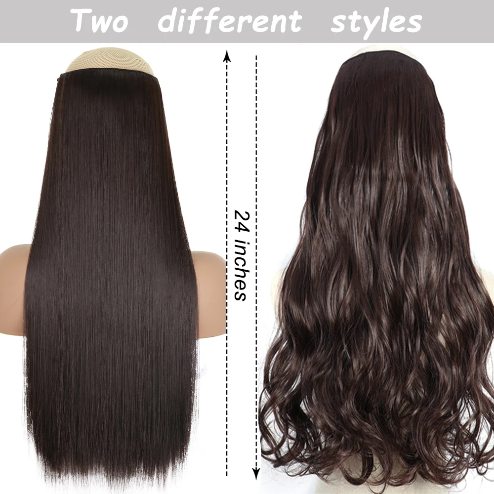 Long Straight 5 Clips In Hair Extensions Natural Synthetic Heat Resistant One Piece False Blonde Black Brown Hairpiece