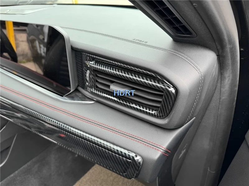 تصفيف السيارة والعتاد التحول نافذة رفع لوحة التبديل منفذ تنفيس الهواء عجلة القيادة ألياف الكربون الداخلية لفورد اكسبلورر 2023 +