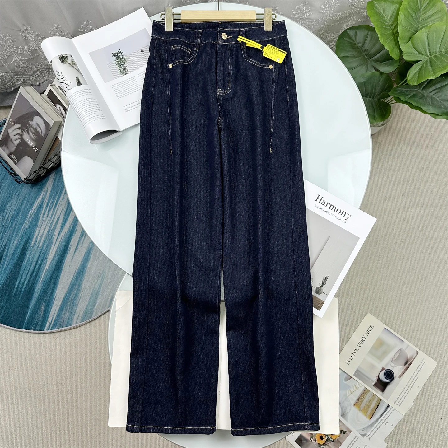 

Джинсы прямого кроя с высокой талией и широкими штанинами, женские, весенняя новинка, повседневные, удобные, свободного кроя, из хлопкового денима