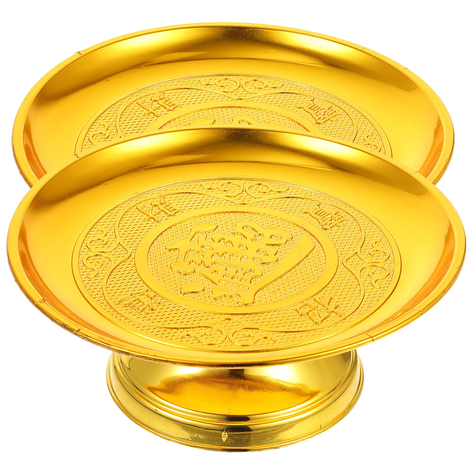 

2 Pcs Tray 18cm Fruit Bowl Snack Plate Temple Home Supplies Worship Dish Tribute Container