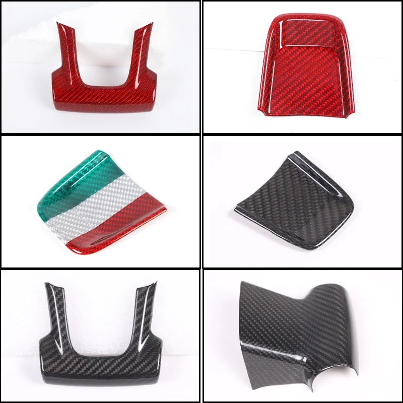 

For Fiat 500 Abarth 595 2020 2021 2022 2023 Car Steering Wheel Decorative Sticker Protection Real Carbon Fiber Car Accessories