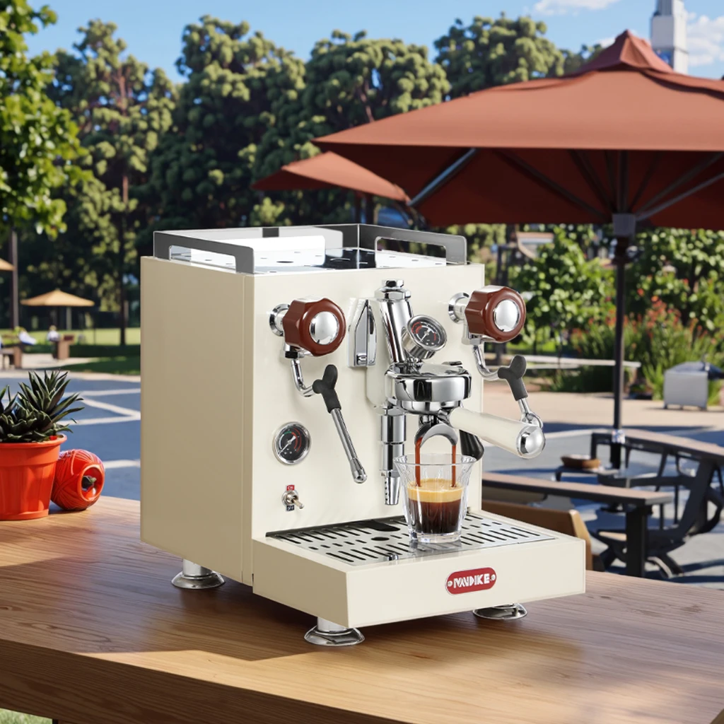 MDK MC-6 Espresso Machine Rosewood Commercial Semi-Automatic Coffee Maker With Hot Water System US Plug For RV Use